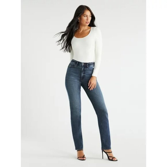 Slim Straight Super High Rise Sofia Vergar Women Jeans Eden 90s Light Distressed - Picture 4 of 7